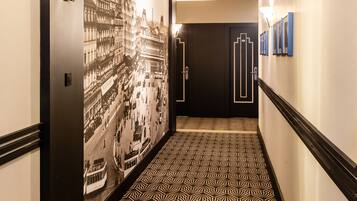 Desk, laptop workspace, blackout curtains, soundproofing