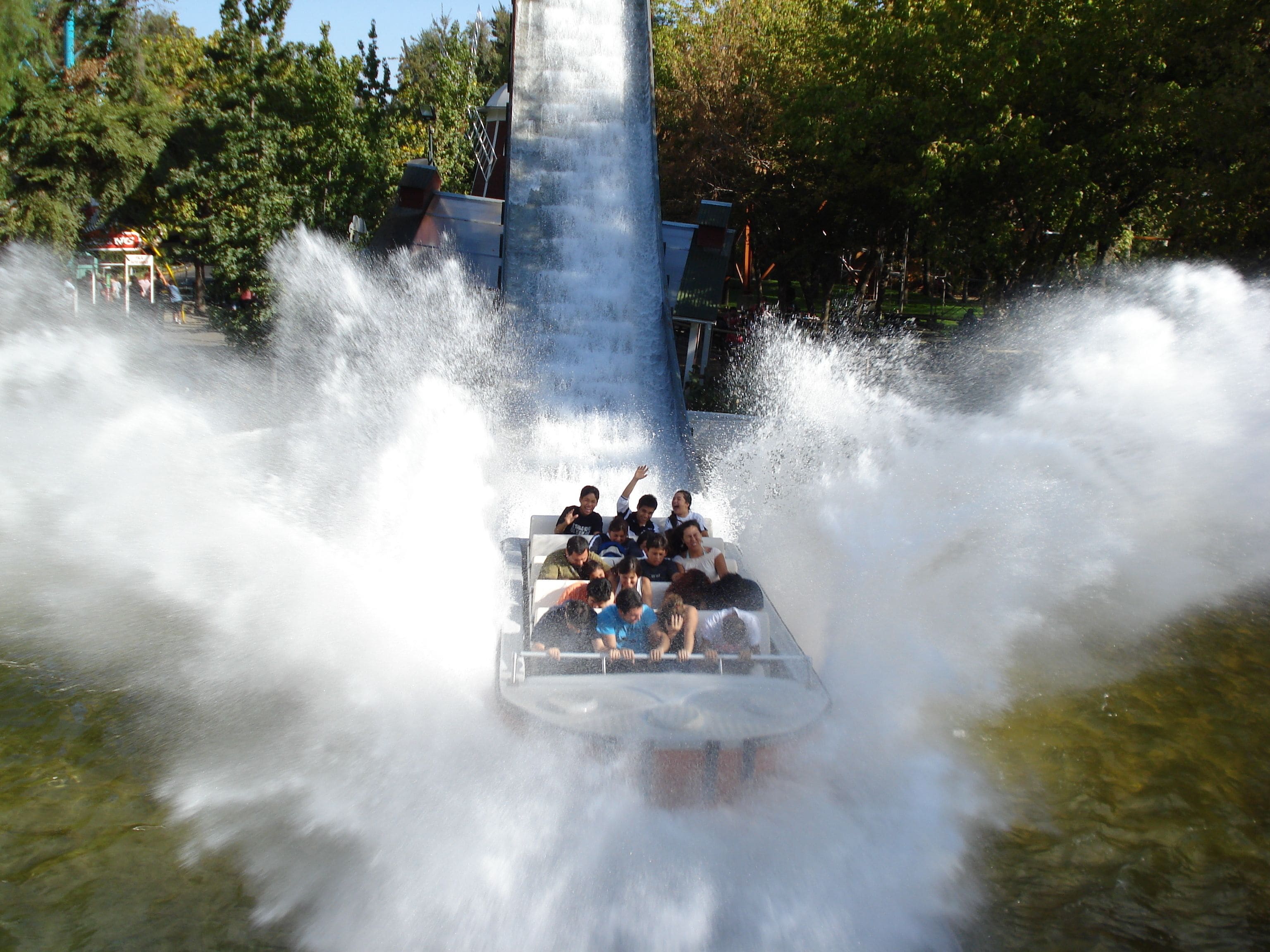 A water ride with a group of people on a boat.