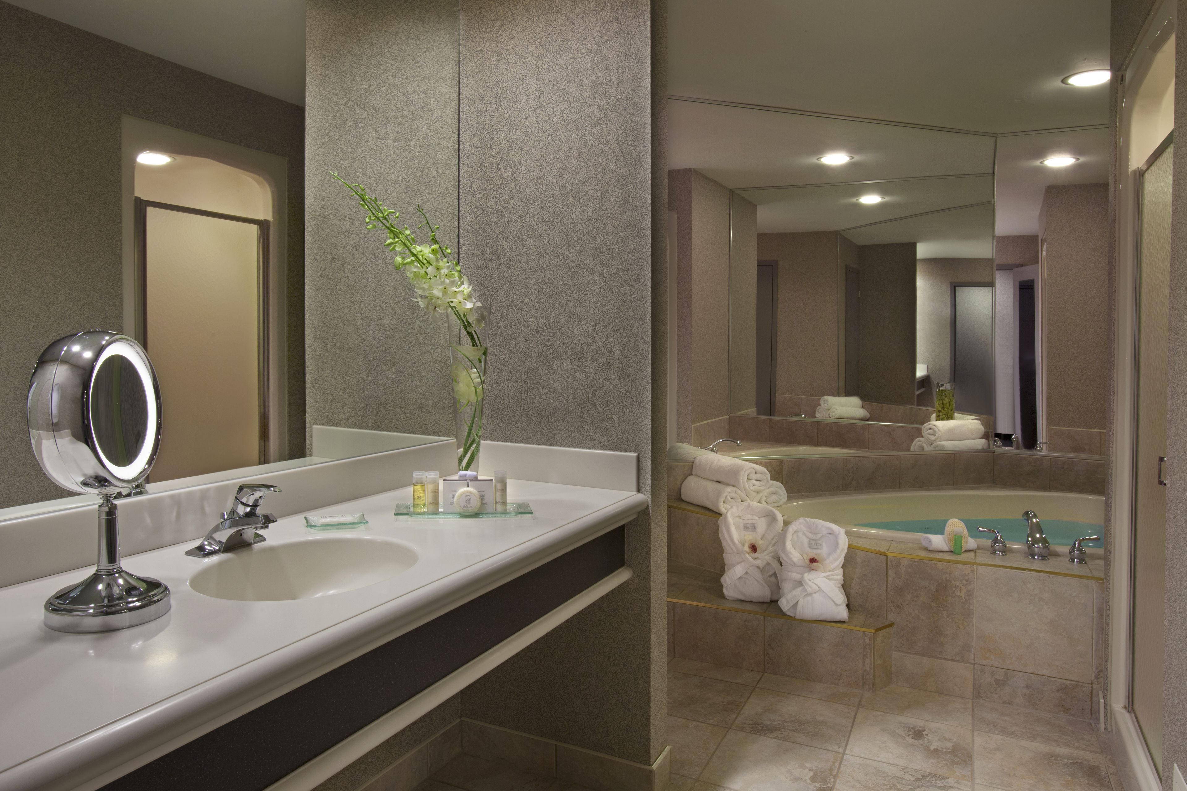 luxury executive suite, 1 king bed | bathroom | combined shower/bathtub, eco-friendly toiletries, hair dryer, bathrobes