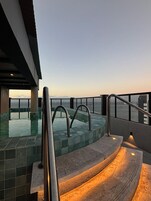 Indoor pool, sun loungers