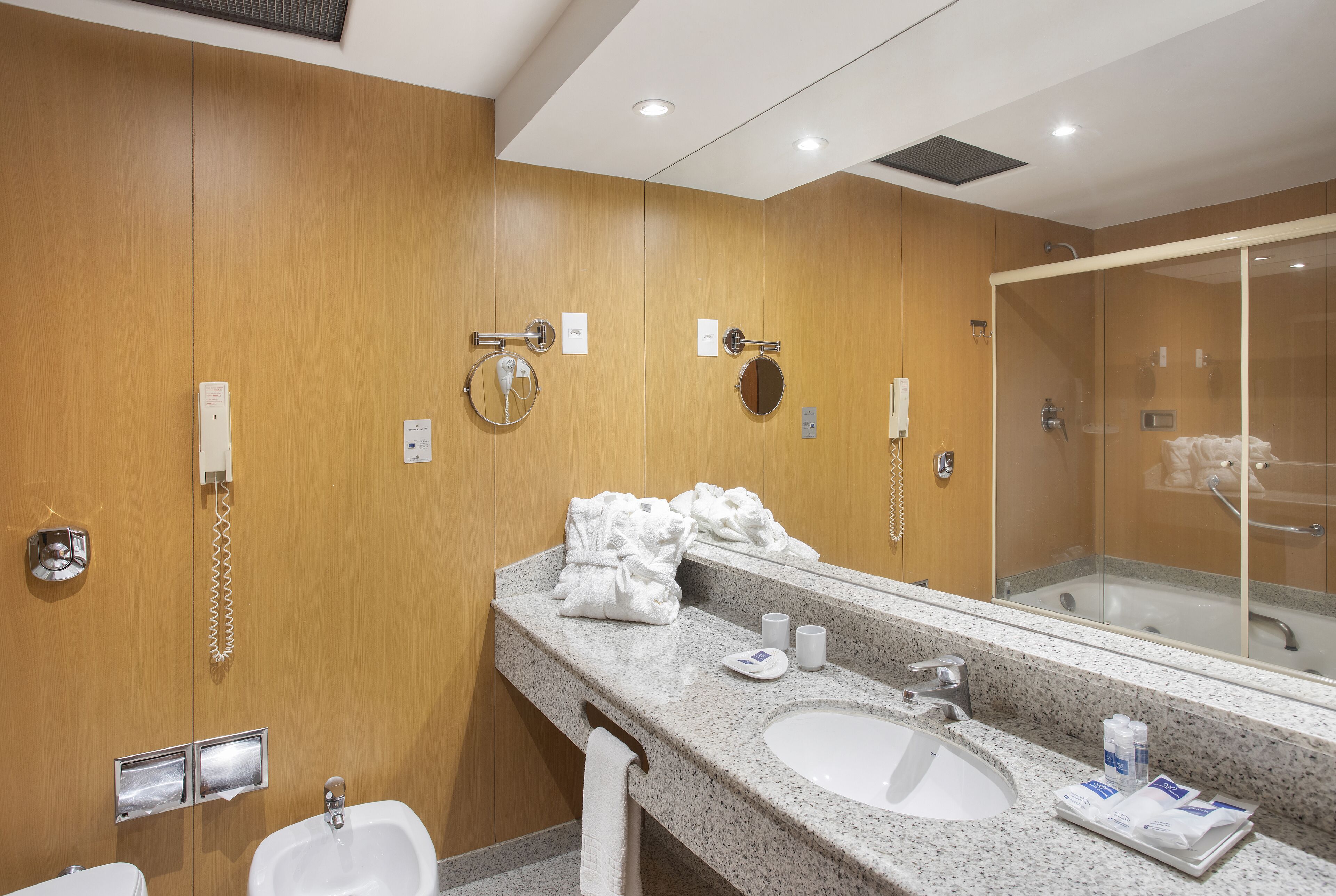 junior suite with city view | bathroom | shower, free toiletries, hair dryer, towels