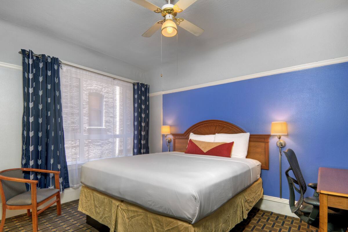 Desk, blackout curtains, iron/ironing board, free WiFi