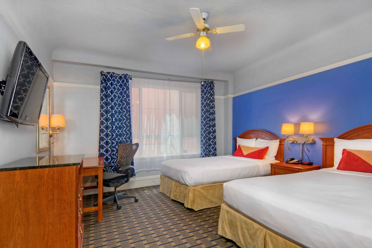 Desk, blackout curtains, iron/ironing board, free WiFi