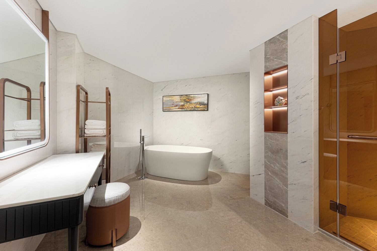 dynasty suite | bathroom | separate bathtub and shower, rainfall showerhead, free toiletries