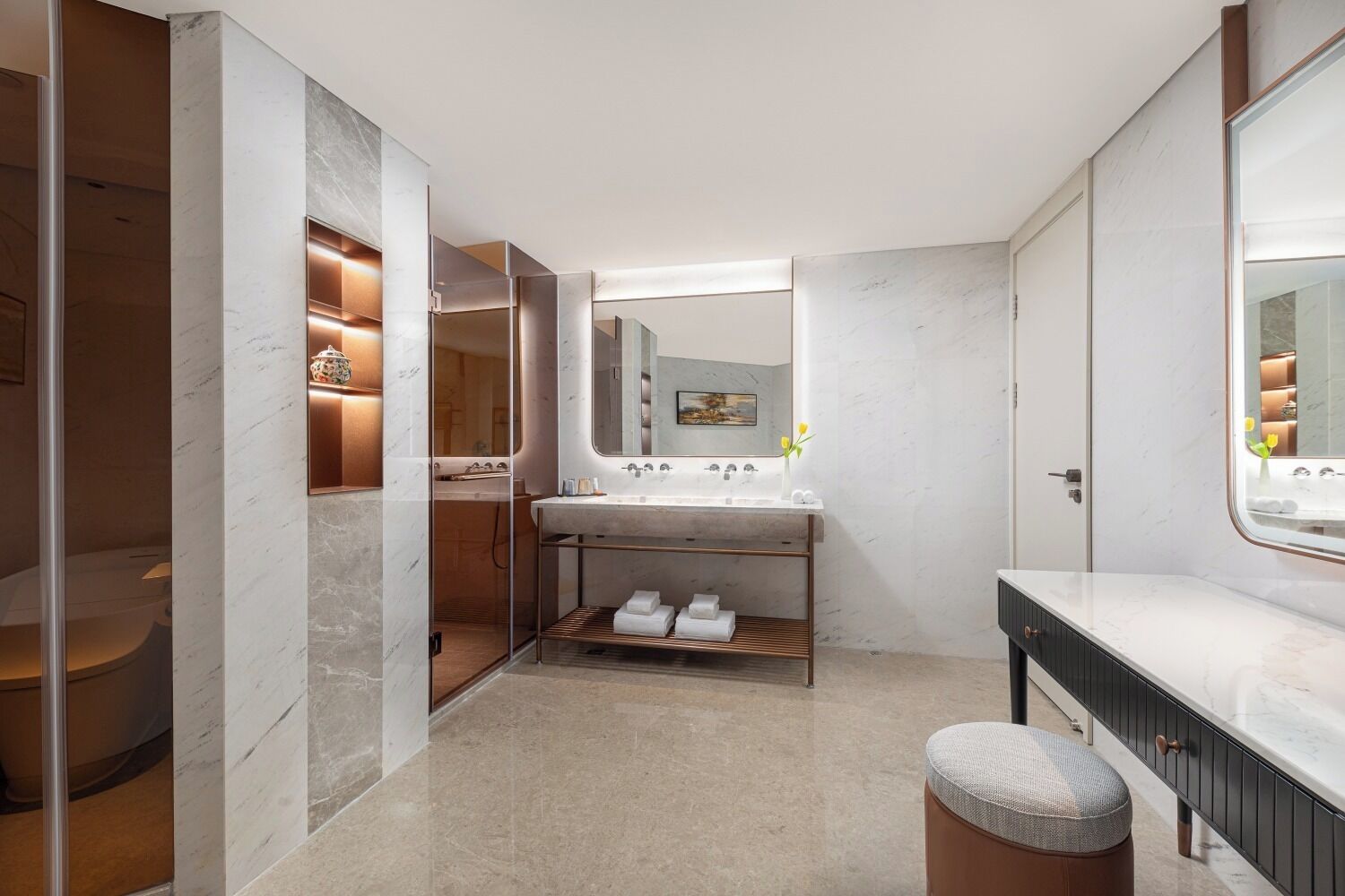dynasty suite | bathroom | separate bathtub and shower, rainfall showerhead, free toiletries