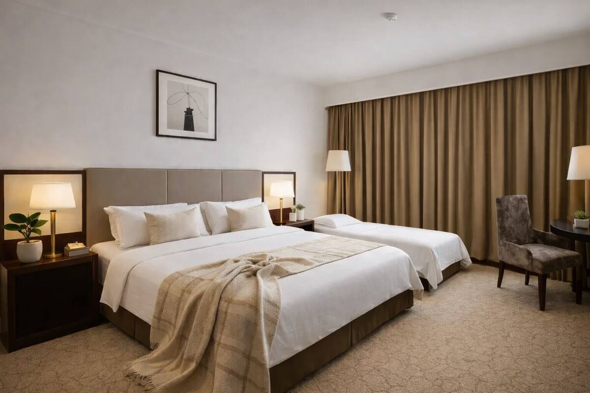 Family Twin Room | Premium bedding, minibar, in-room safe, desk