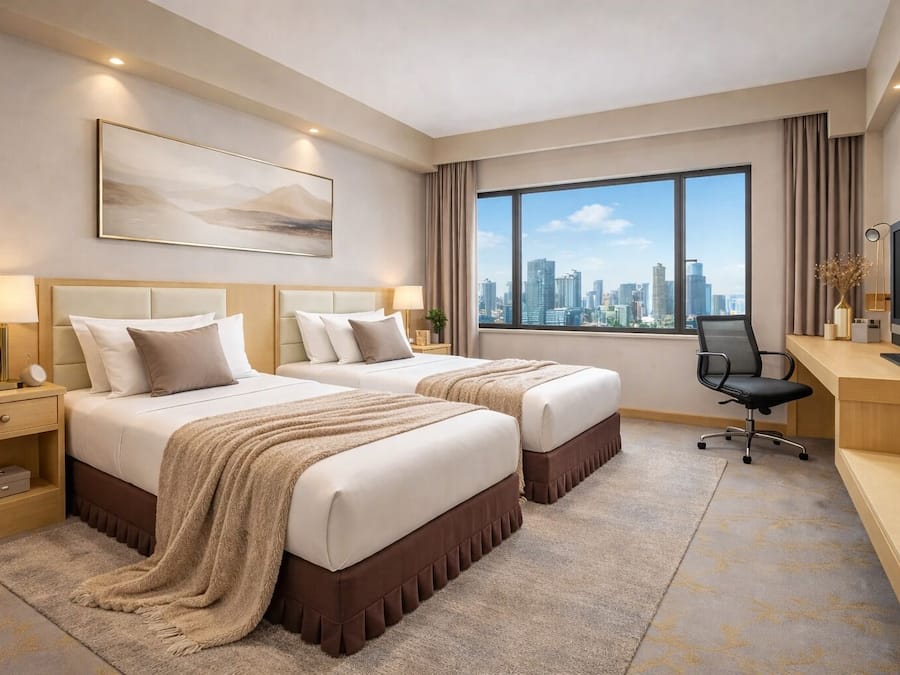 Habitación Deluxe con 2 camas individuales | Ropa de cama de alta calidad, minibar, caja fuerte