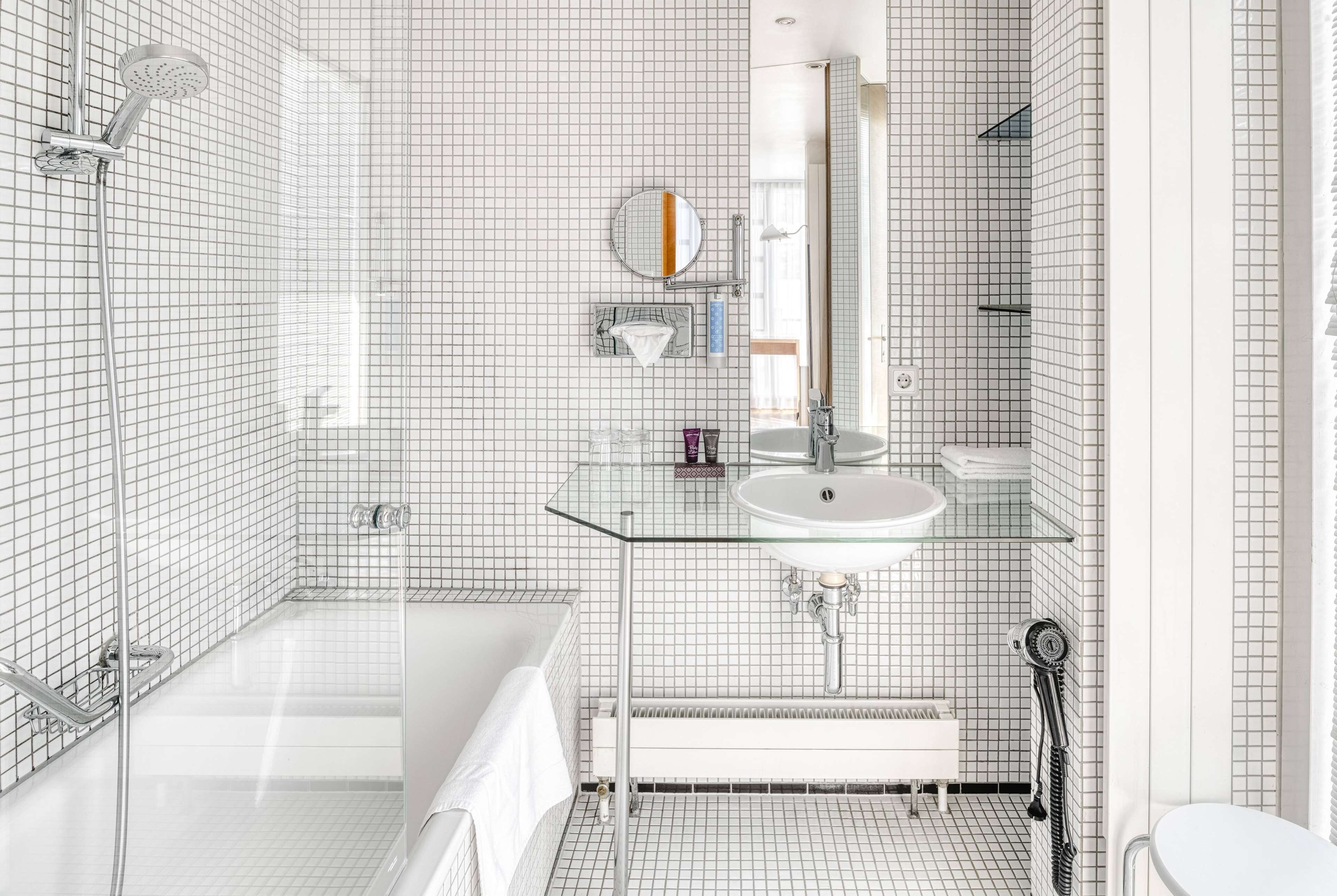 free toiletries, hair dryer, slippers, towels