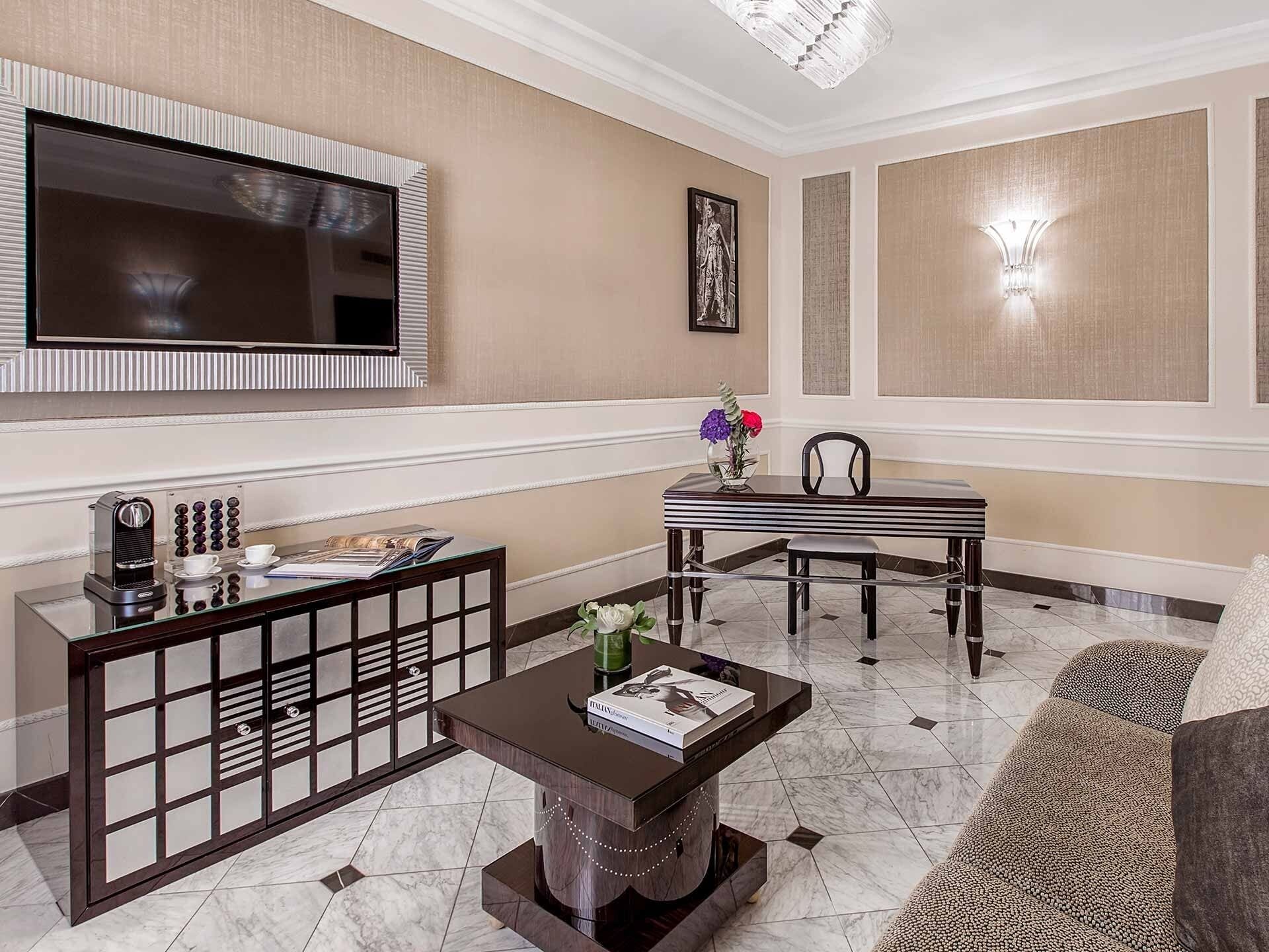 Family Suite, 3 Bedrooms | Living area | 30-inch Smart TV with satellite channels, pay movies