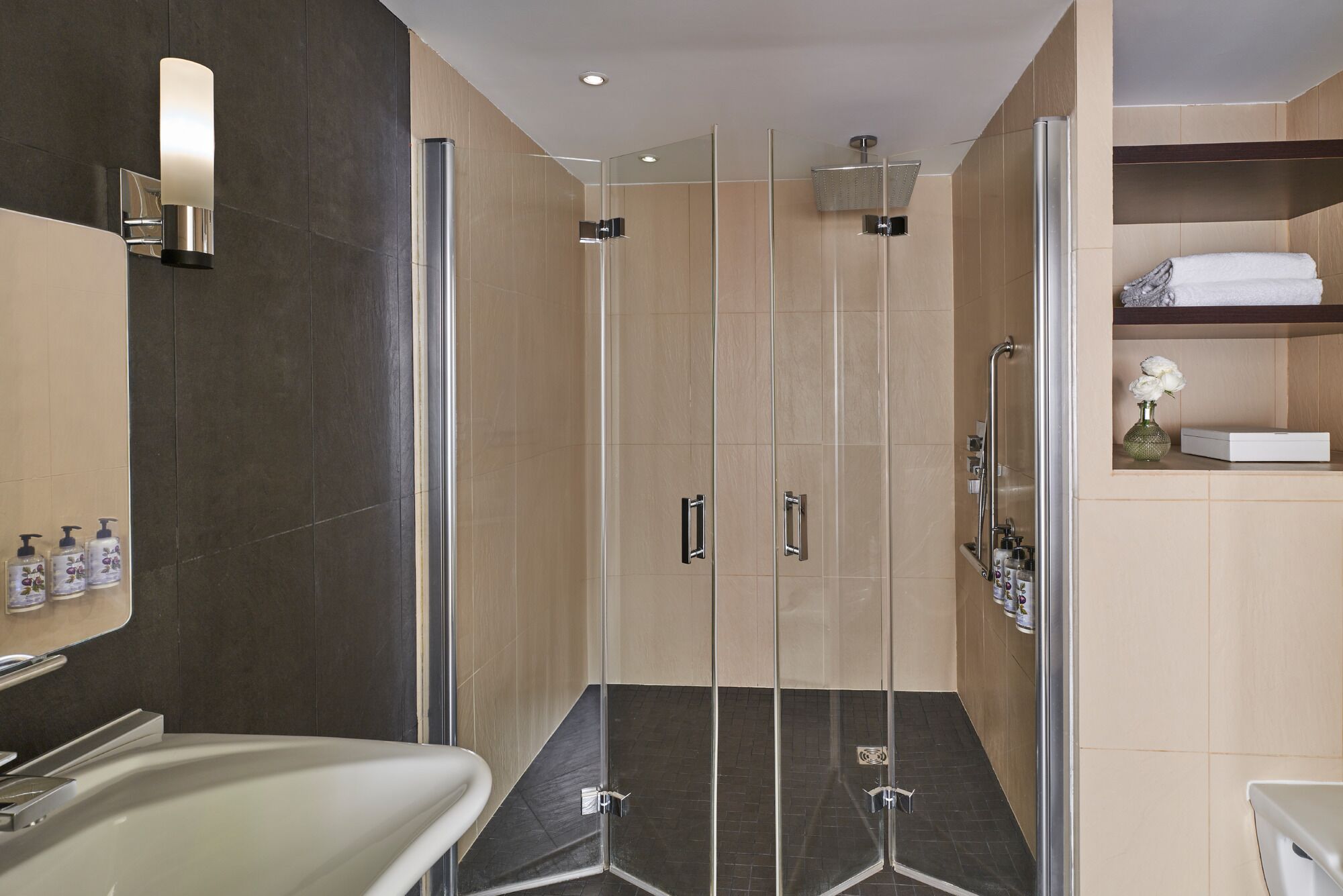 deluxe suite, terrace | bathroom | bathrobes, towels