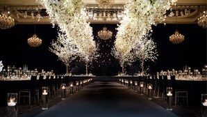 A formal event space with a long table, chandeliers, and floral decorations. -  THE GRAND LOTTE SEOUL (Formerly: Lotte Hotel Seoul) (Seoul)