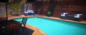 Outdoor pool, pool loungers