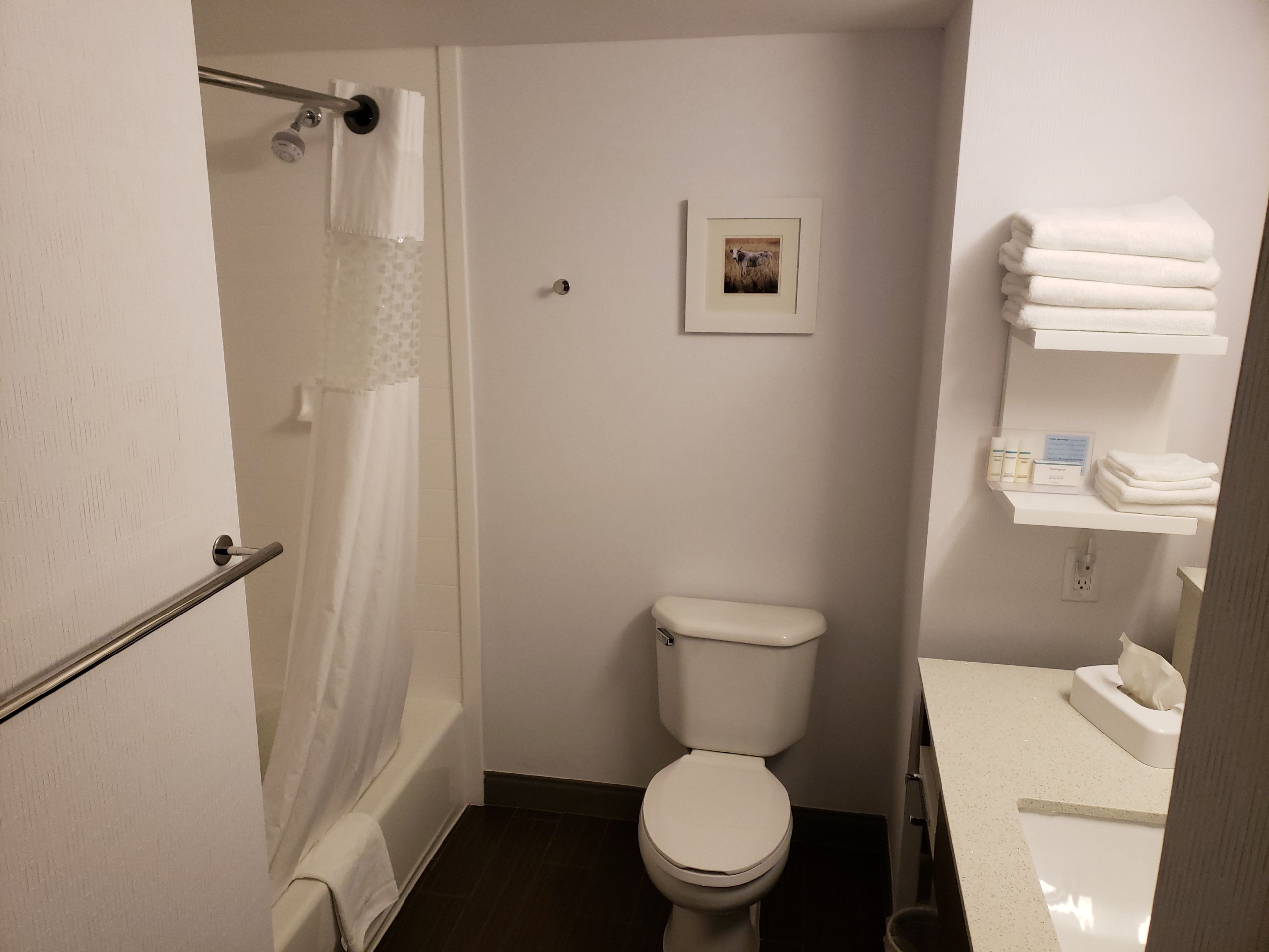 free toiletries, hair dryer, towels