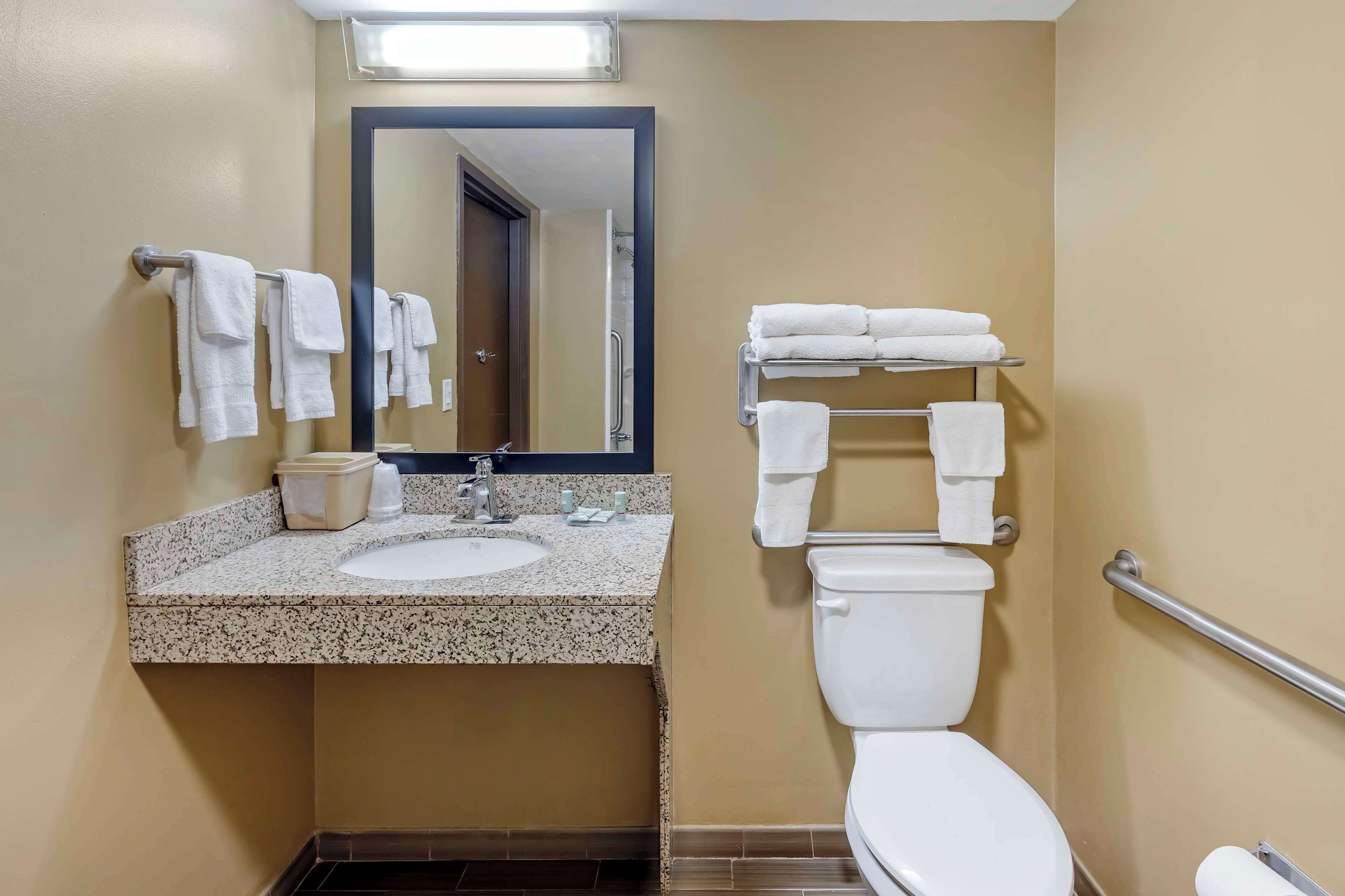 free toiletries, hair dryer, towels