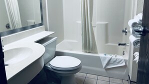 Une salle de bain avec un lavabo, des toilettes et une baignoire.
