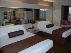 Double Room, 2 Queen Beds, Refrigerator & Microwave | In-room safe, desk, iron/ironing board, free WiFi