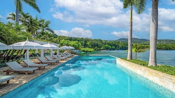 2 outdoor pools, pool umbrellas, pool loungers