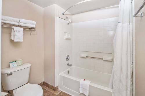 Amenidades de baño gratuitas, secadora de cabello, toallas