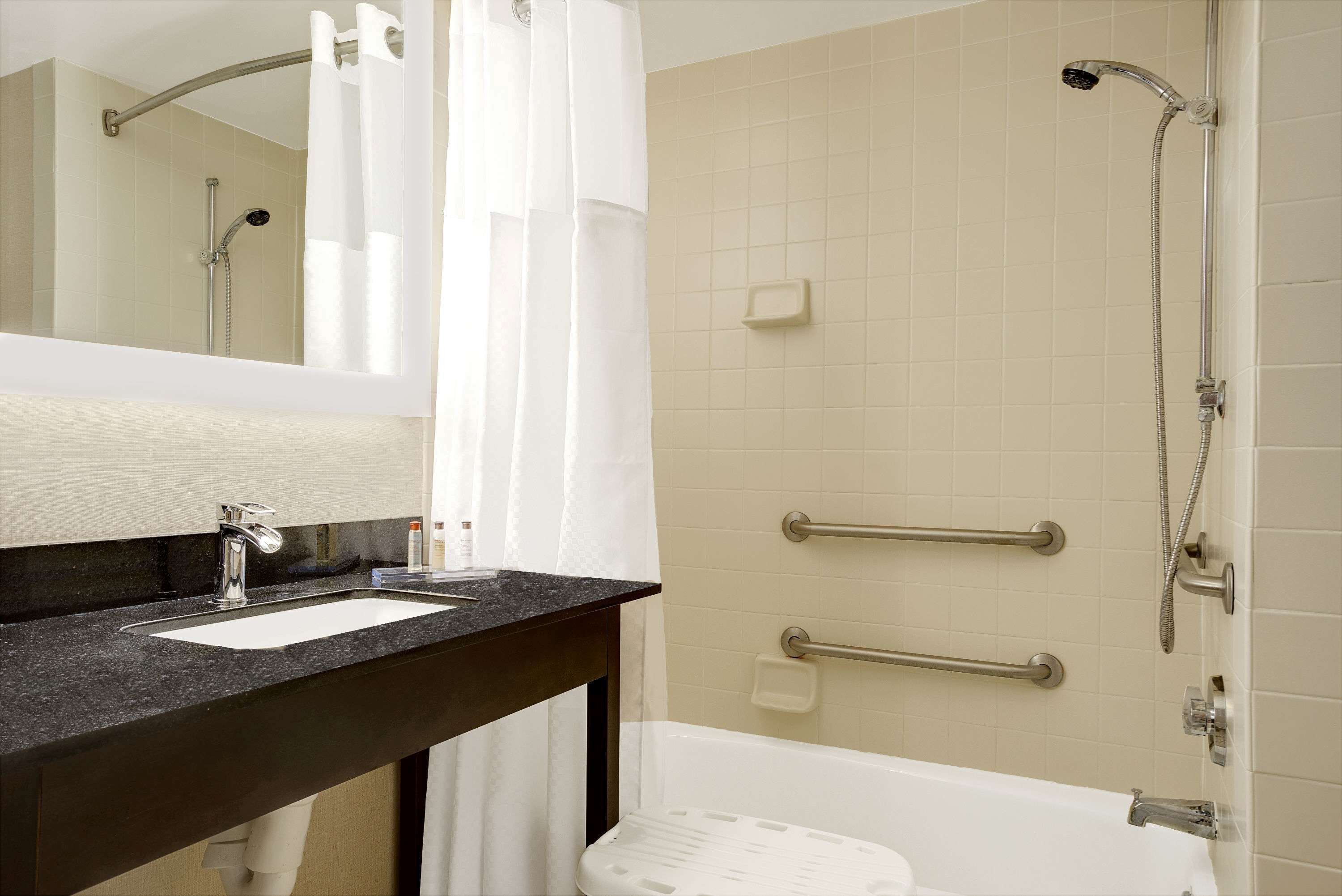 room, 2 queen beds, accessible, non smoking (bathtub w/grab bars) | bathroom | combined shower/bathtub, free toiletries, towels