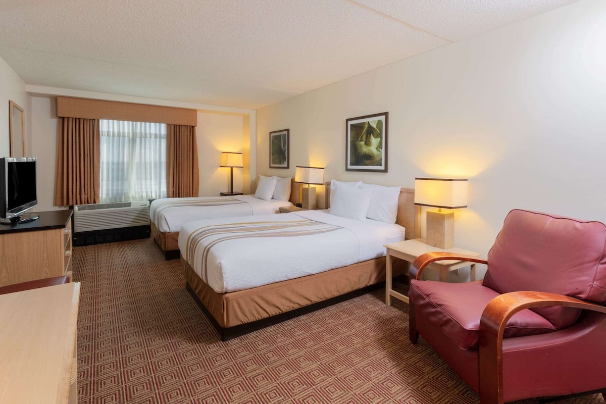 Room, 2 Double Beds, Accessible, Non Smoking (Mobility, Roll-In Shower) | Premium bedding, desk, blackout drapes, iron/ironing board
