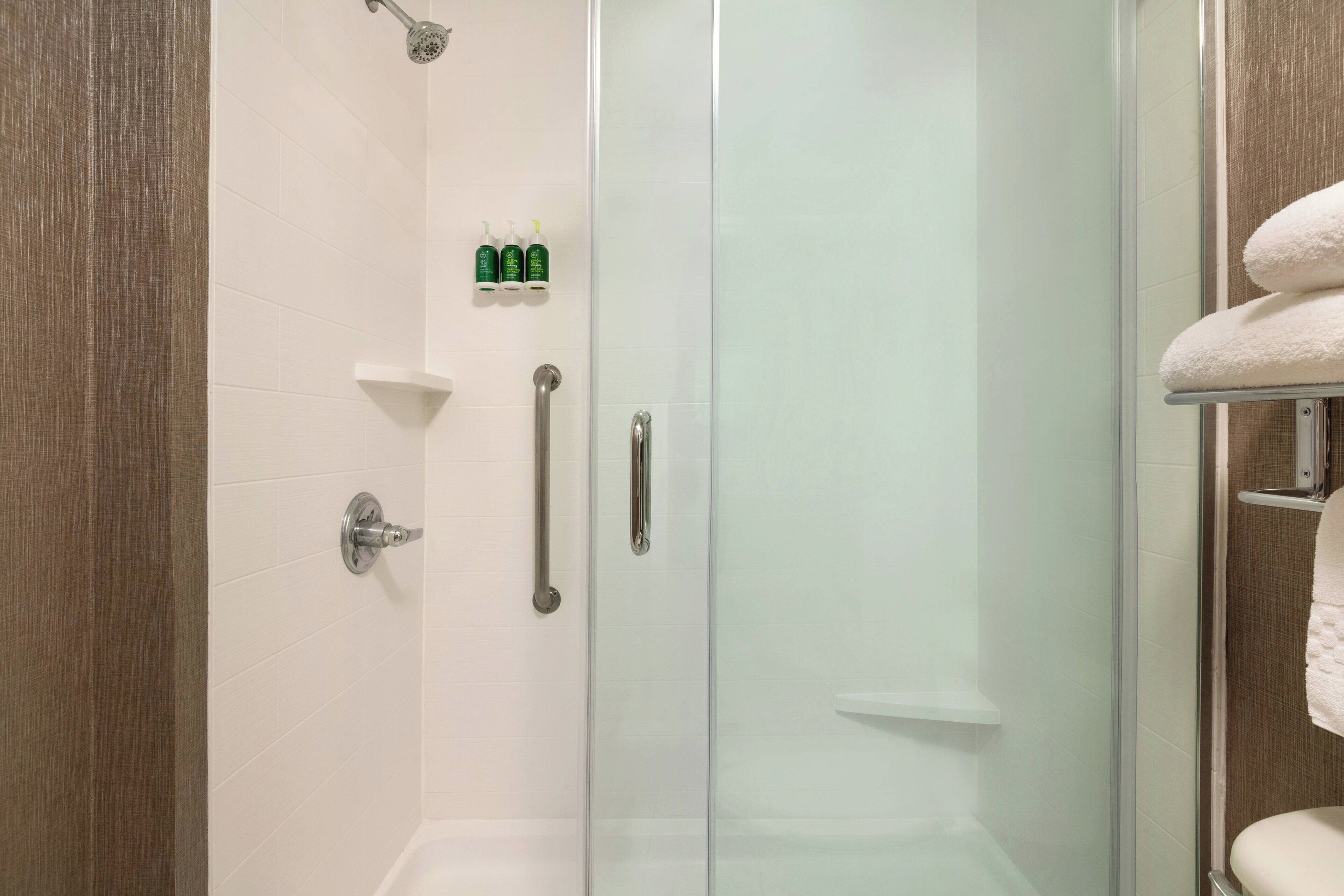 free toiletries, hair dryer, towels