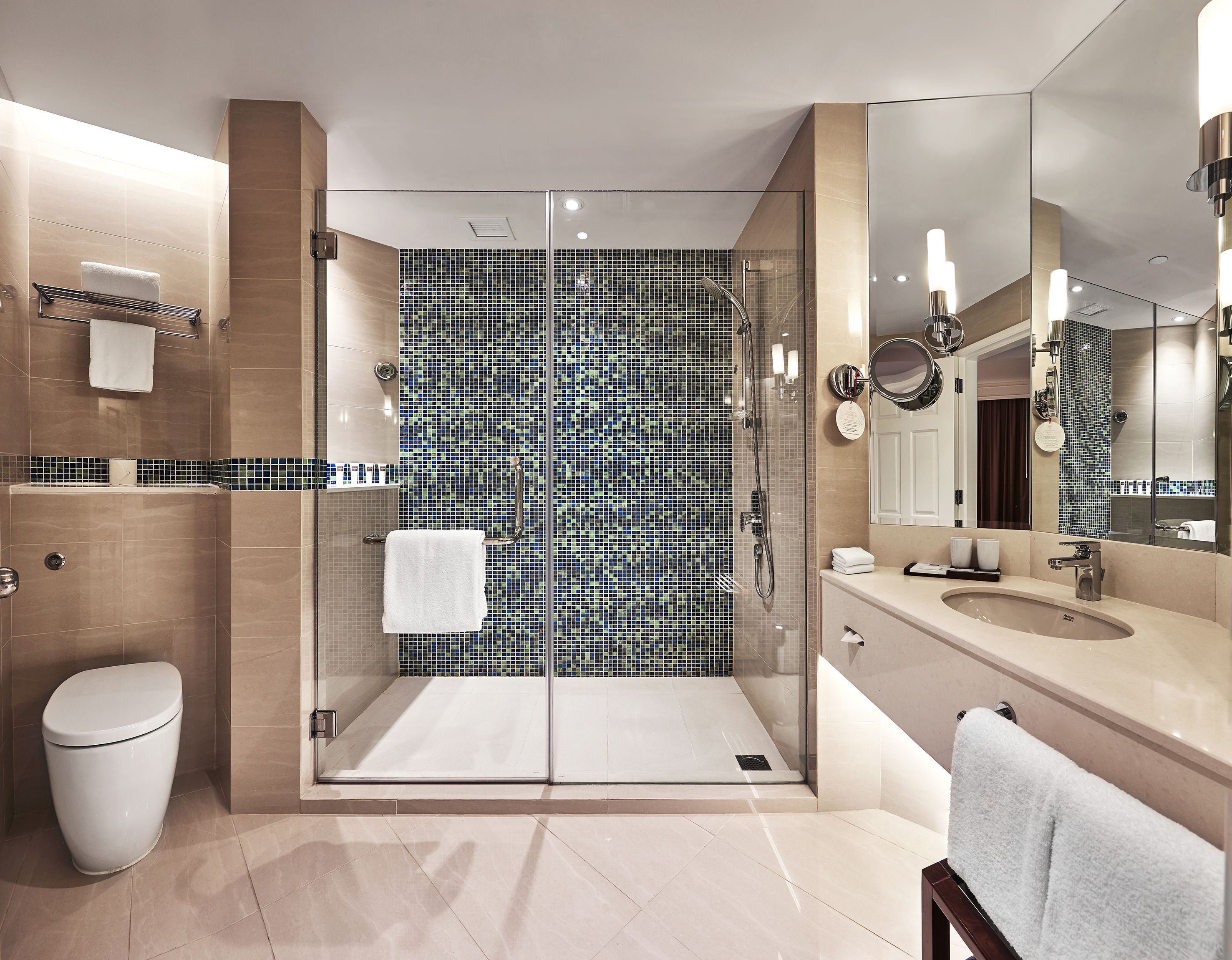 bathtub, free toiletries, hair dryer, bathrobes