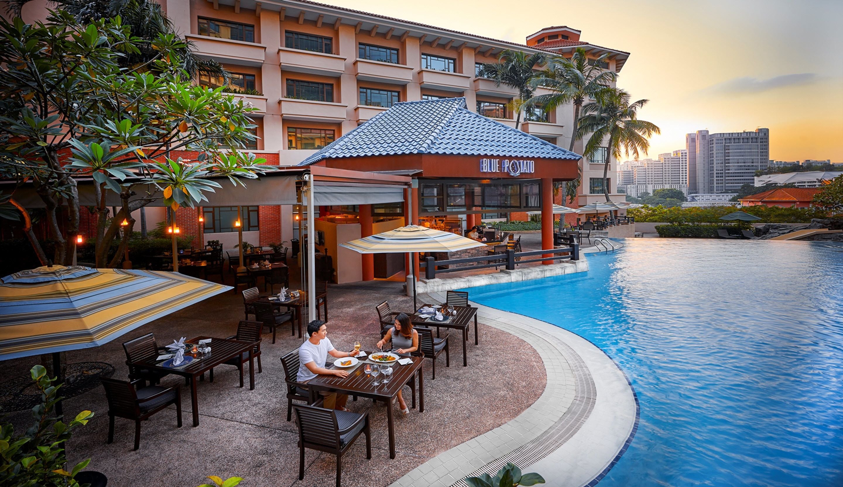 outdoor pool, pool loungers