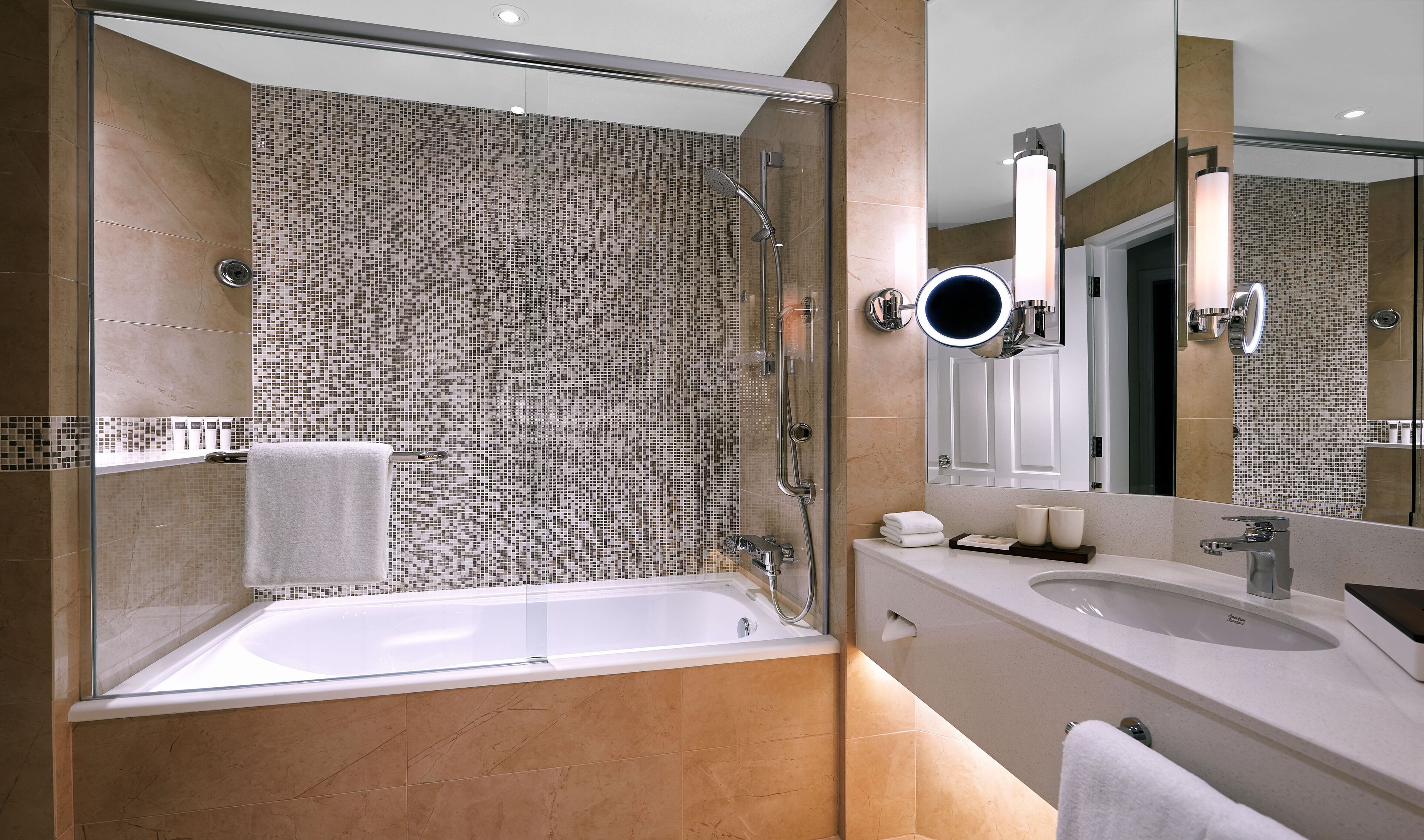 bathtub, free toiletries, hair dryer, bathrobes