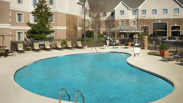 Outdoor pool, open 8:00 AM to 10:00 PM, pool umbrellas, pool loungers