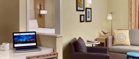 In-room safe, desk, laptop workspace, iron/ironing board