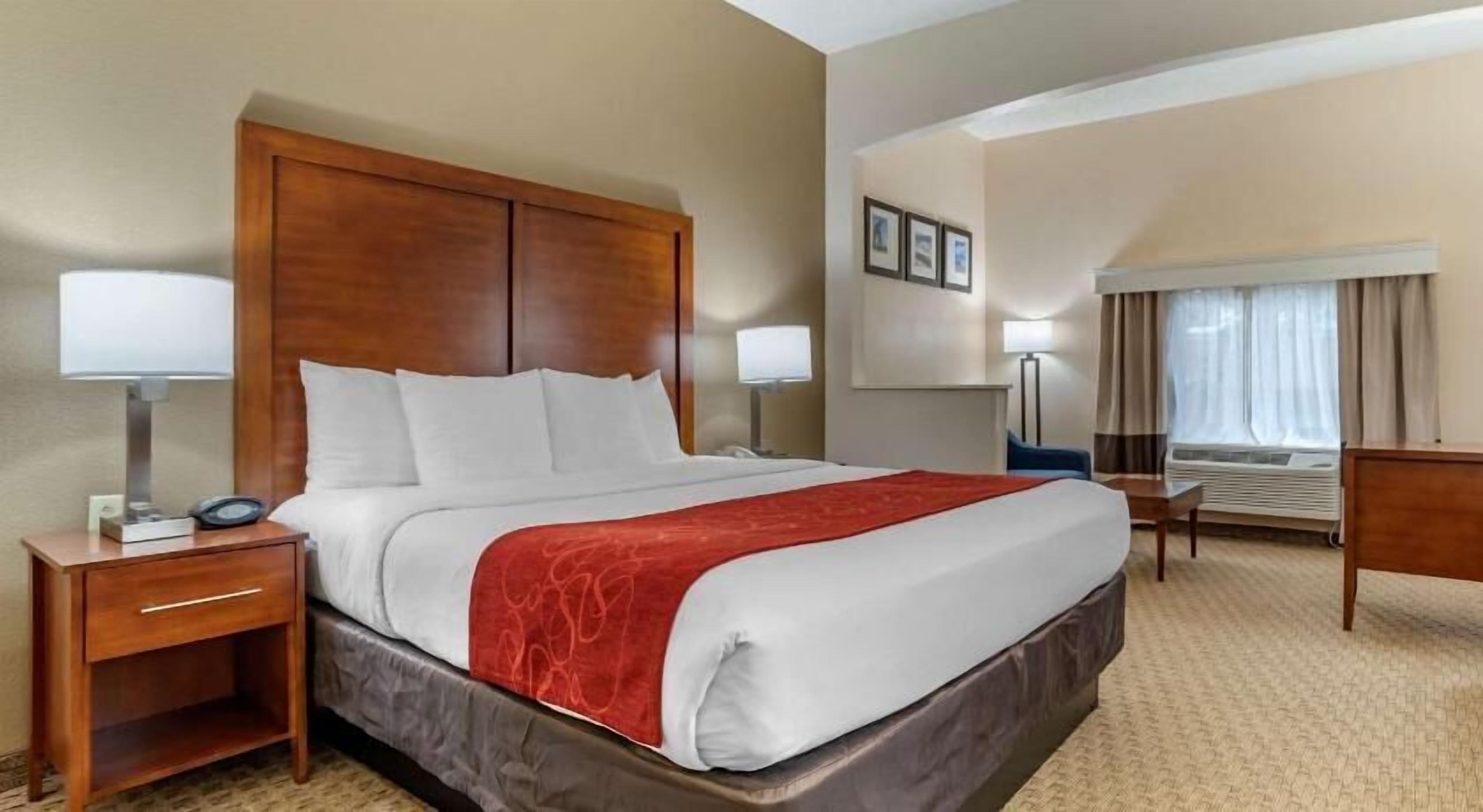 Desk, laptop workspace, blackout curtains, soundproofing