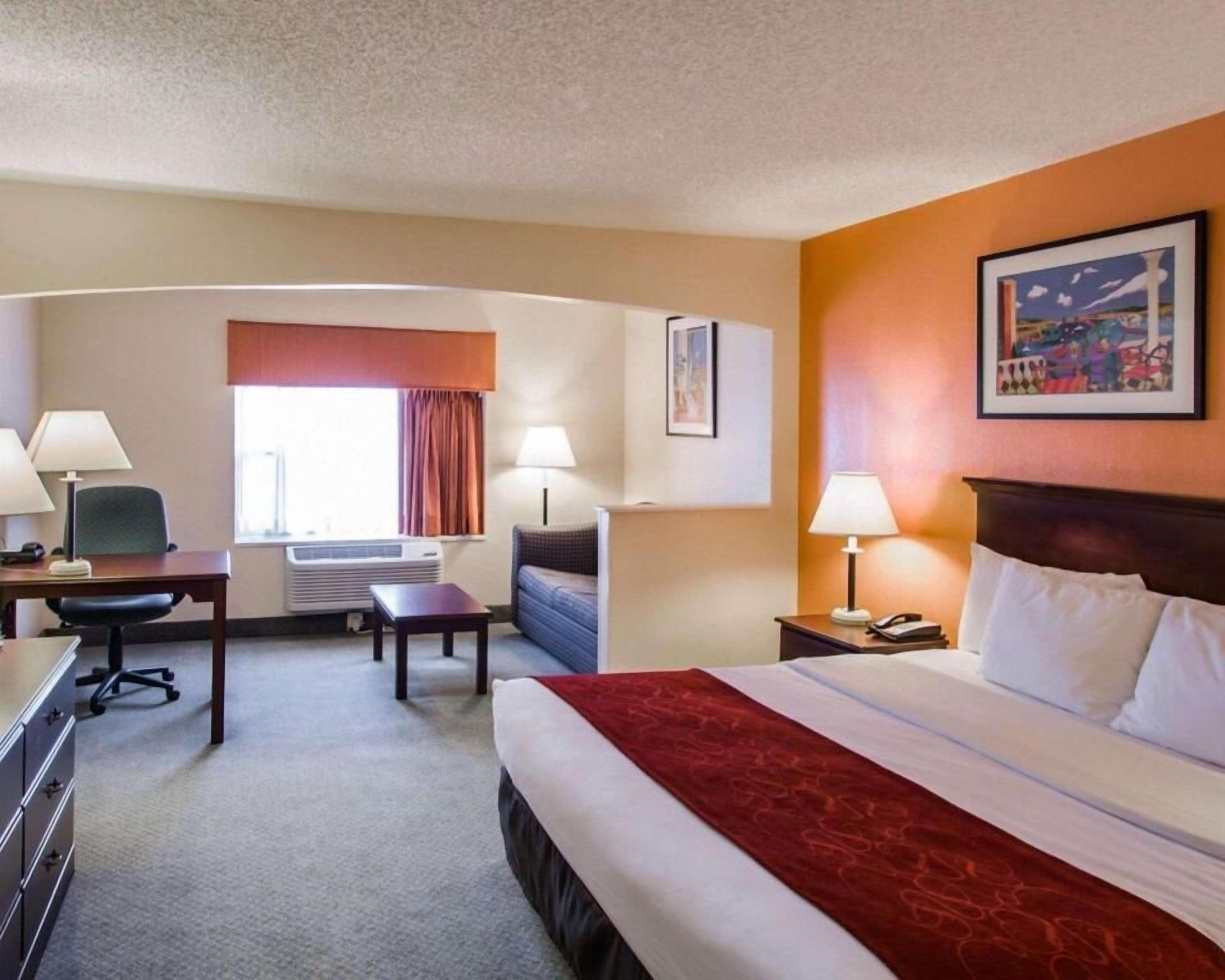 Desk, laptop workspace, blackout curtains, soundproofing