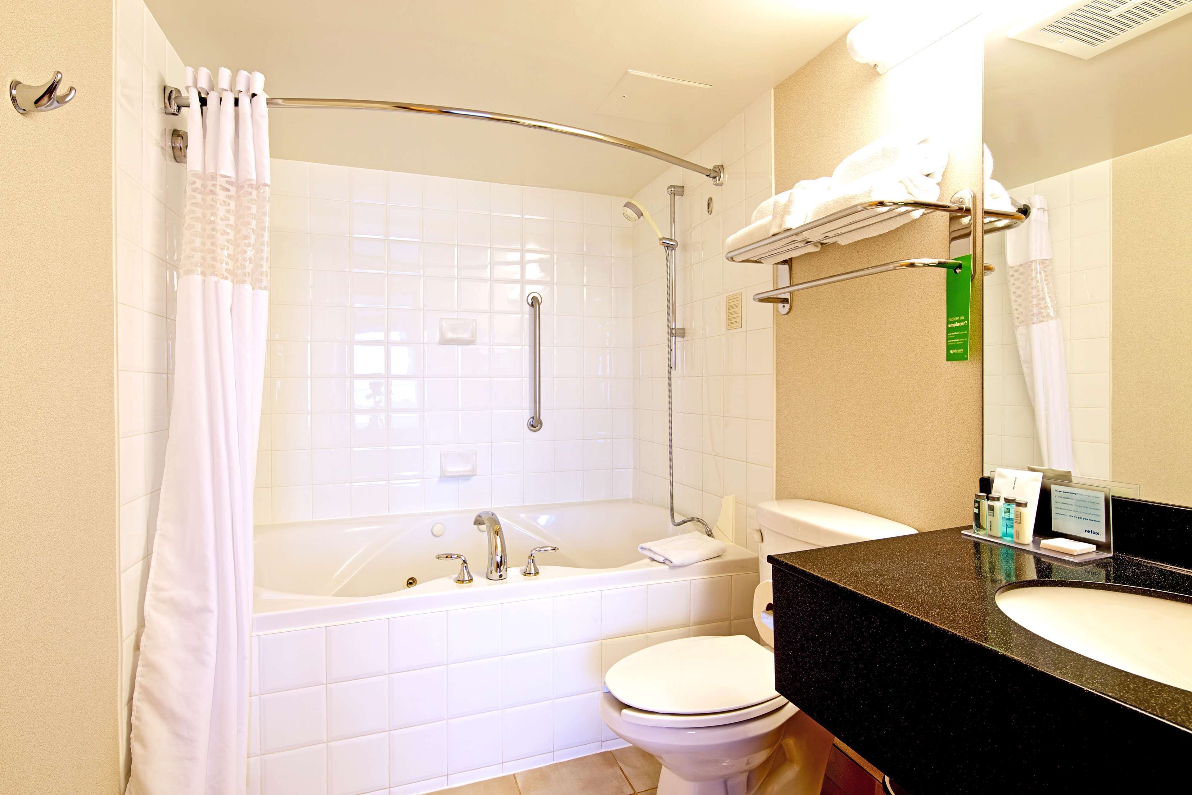 free toiletries, hair dryer, towels