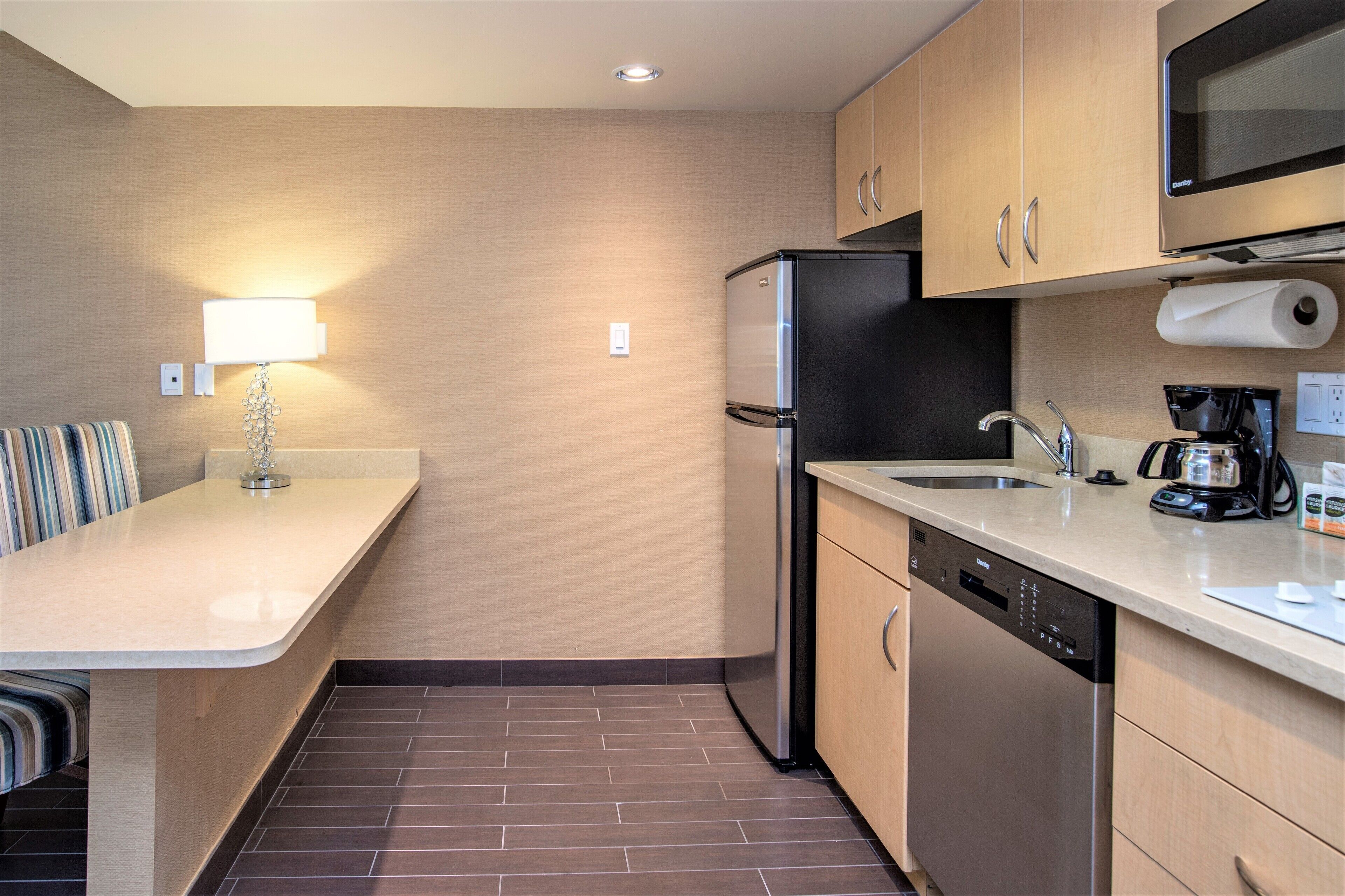 one bedroom king suite | private kitchenette | fridge, microwave, coffee/tea maker