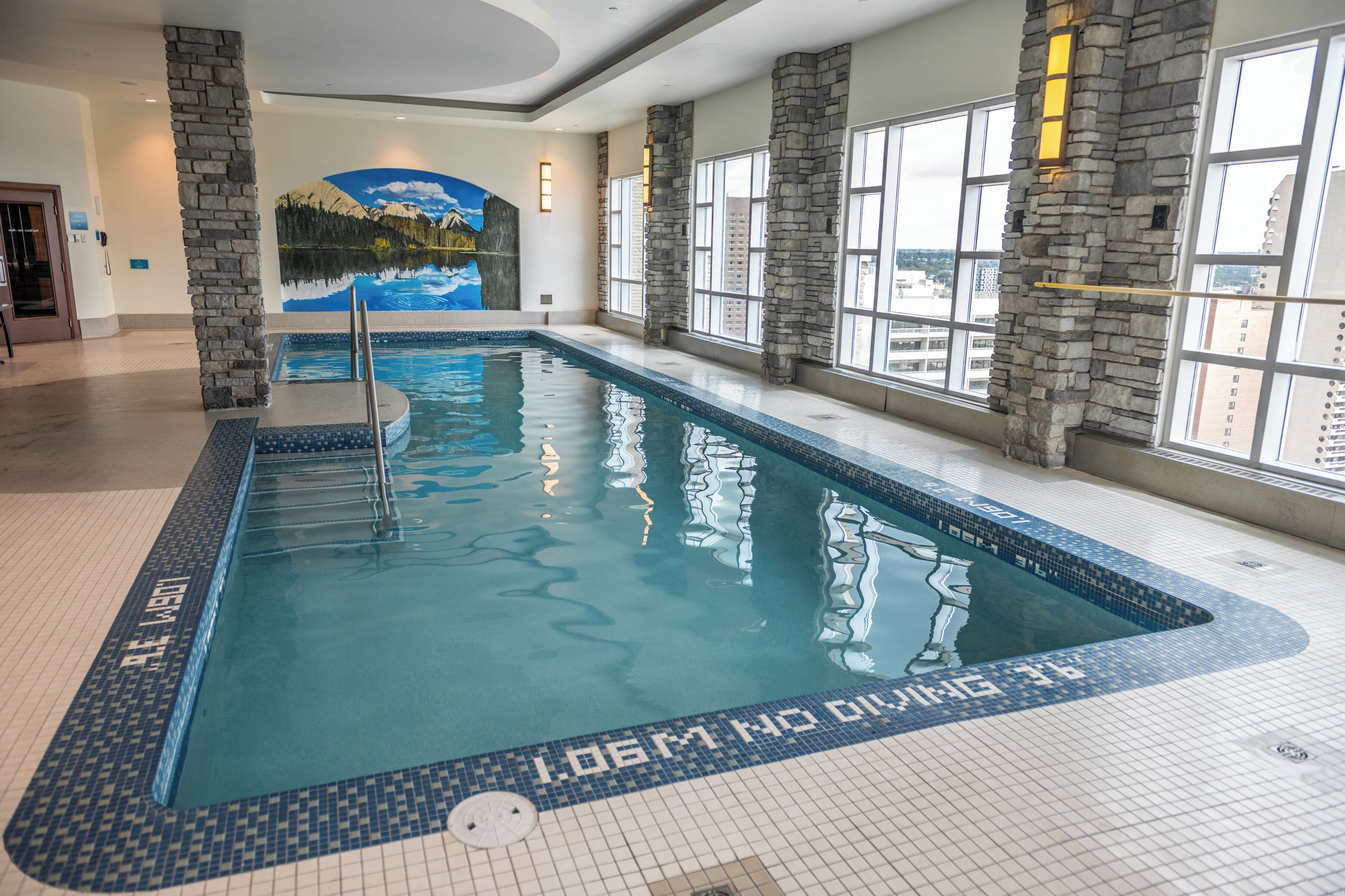 Indoor pool, open 6:00 AM to 10:00 PM, sun loungers