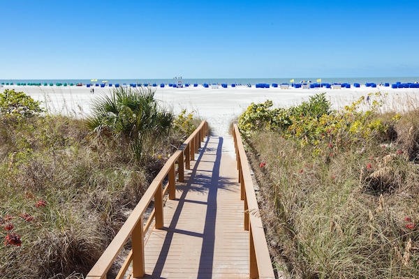 On the beach, white sand