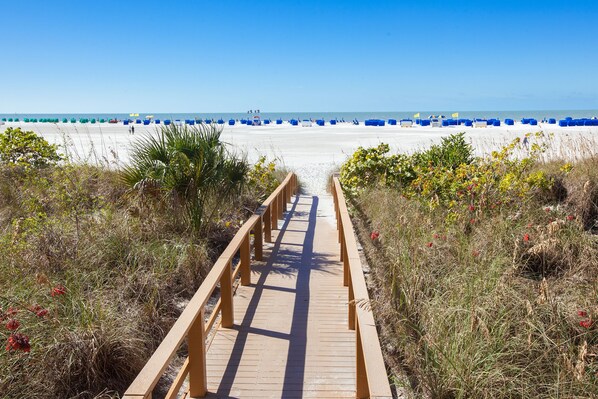 On the beach, white sand