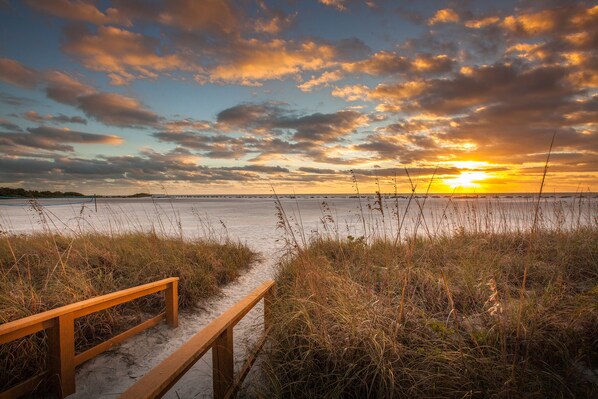 On the beach, white sand