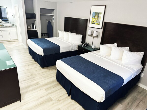 Deluxe Room, 2 Queen Beds, Non Smoking, Refrigerator & Microwave | Blackout curtains, iron/ironing board, free WiFi, bed sheets