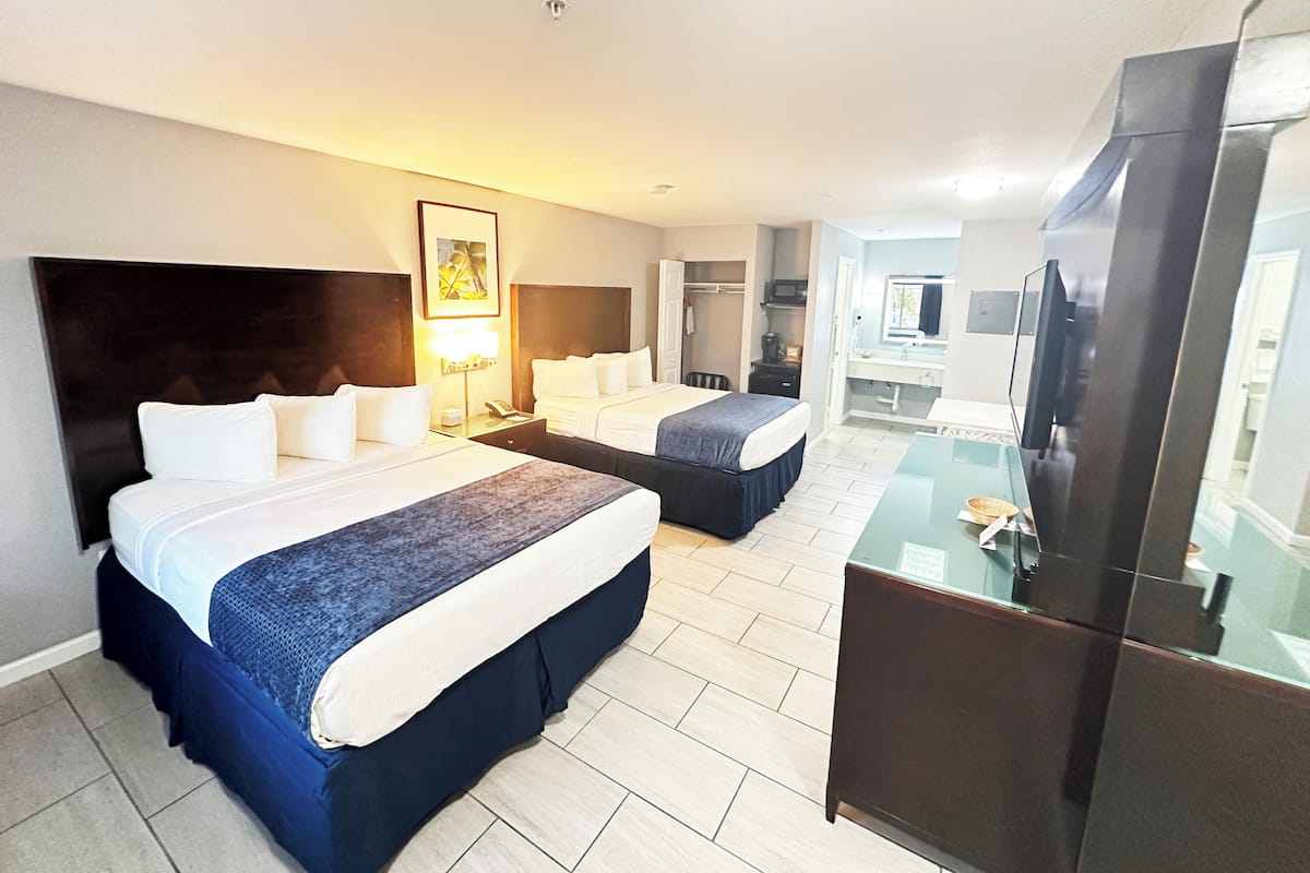 Standard Room, 2 Queen Beds, Non Smoking | Blackout drapes, iron/ironing board, free WiFi, bed sheets