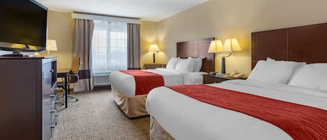 Standard Room, 2 Queen Beds, Non Smoking | In-room safe, desk, iron/ironing board, free WiFi