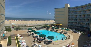Seasonal outdoor pool, open 10 AM to 10 PM, pool loungers