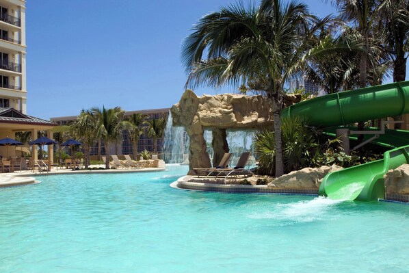 2 outdoor pools, open 8:00 AM to 7:00 PM, pool cabanas (surcharge)