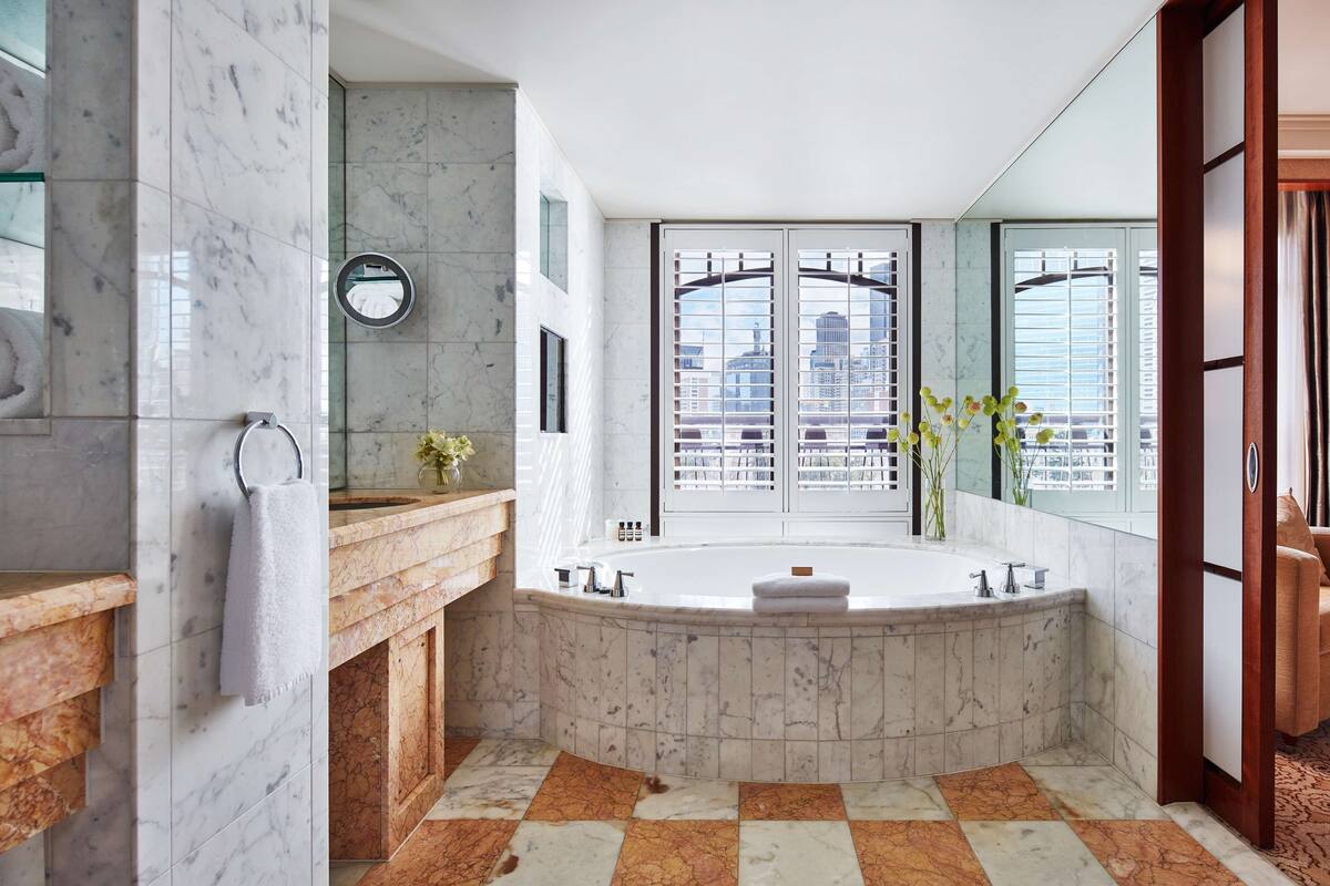 suite (ambassador) | bathroom | separate bathtub and shower, deep-soaking bathtub, rainfall showerhead