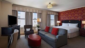 Premium bedding, down comforters, pillowtop beds, in-room safe
