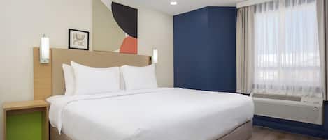 Desk, free WiFi, bed sheets, alarm clocks