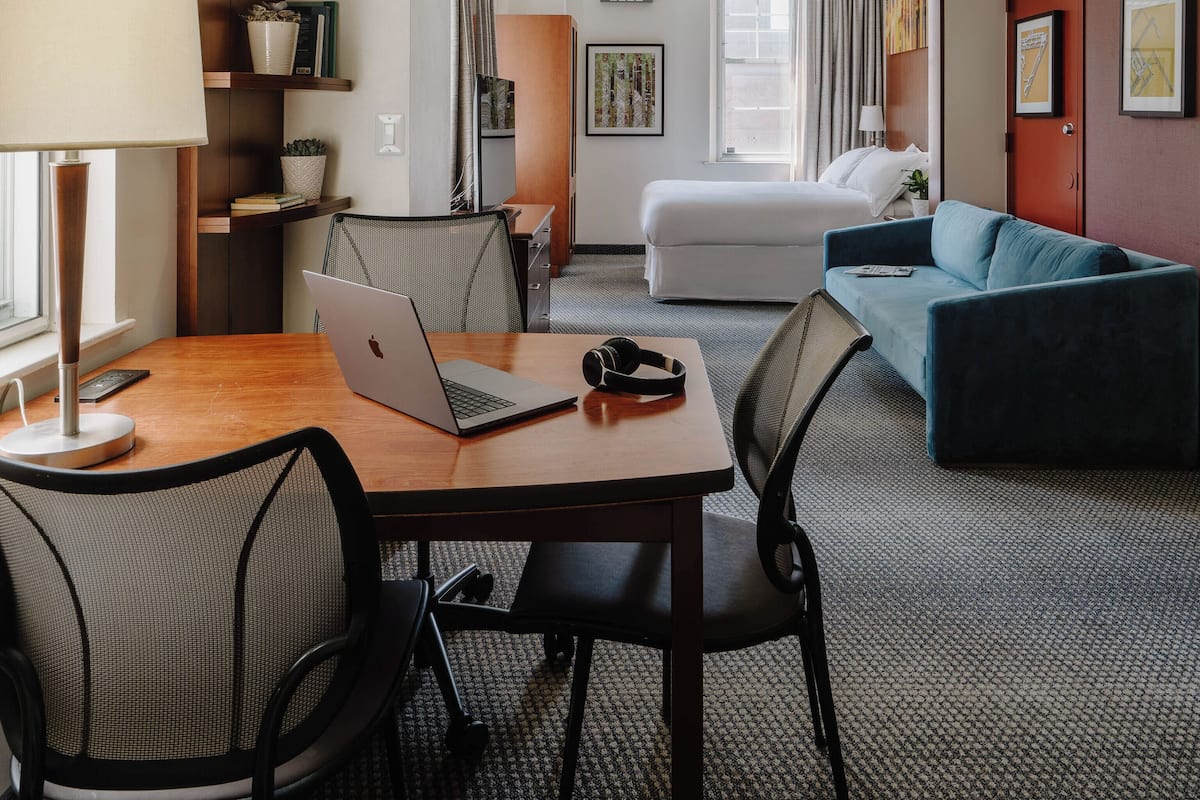 Suite, 1 Queen Bed with Sofa bed, Kitchenette (One Room) | 1 bedroom, premium bedding, in-room safe, desk
