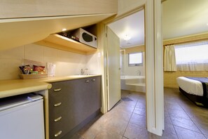 Fridge, microwave, coffee/tea maker