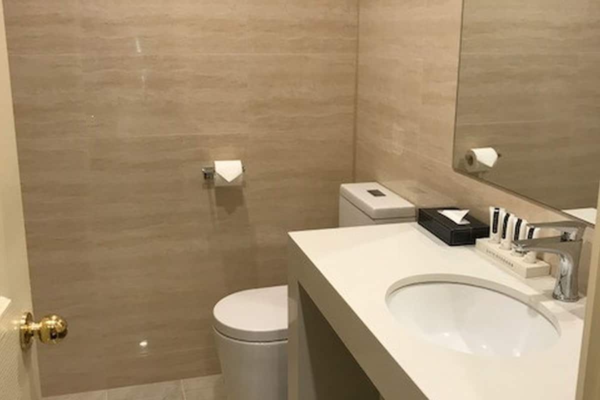 x standard suite | bathroom | shower, free toiletries, hair dryer, towels