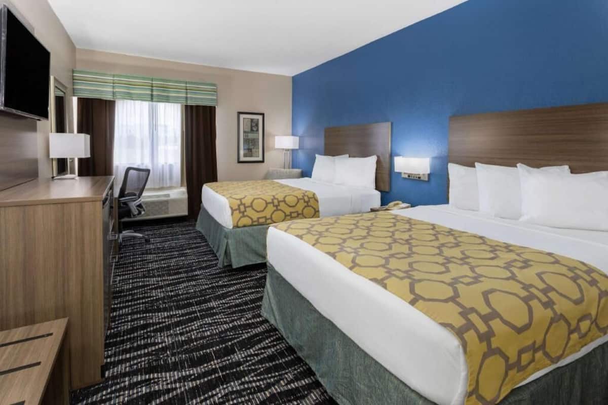 Down duvets, pillow-top beds, desk, blackout curtains